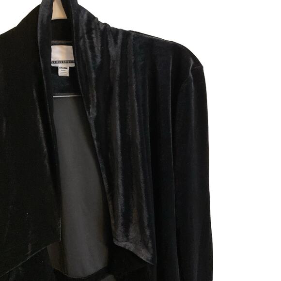 Jules & Leopold Open Jacket Women's Large Black Velvet Long Sleeve Asymmetrical - Picture 9 of 13